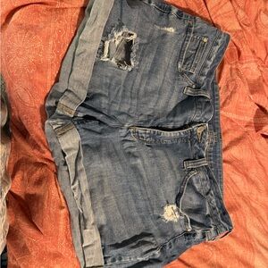 a.n.a Blue Distressed Jean Shorts